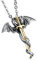 PAURO Jewellery Herren-Halskette mit fliegendem Drachen-Schwert-Anhänger, Edelstahl, europäischer Stil, Edelstahl, Kein Edelstein