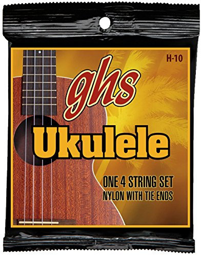 GHS Ukulele Nylon Tie-Ends - H-10 - Ukulele String Set - Soprano/Concert, Black Nylon