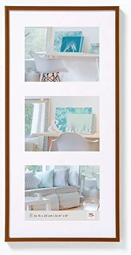 walther design Bilderrahmen bronze 3x 13x18 cm Galerie mit Passepartout, New Lifestyle Kunststoffrahmen KV338J