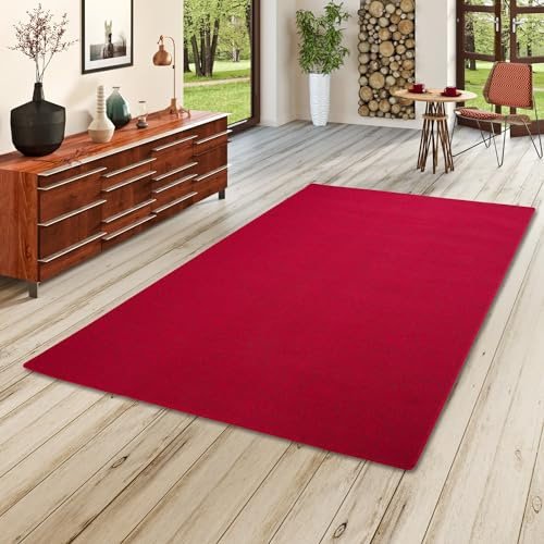 Snapstyle Feinschlingen Velour Teppich Strong Rot, Größe:80x240 cm
