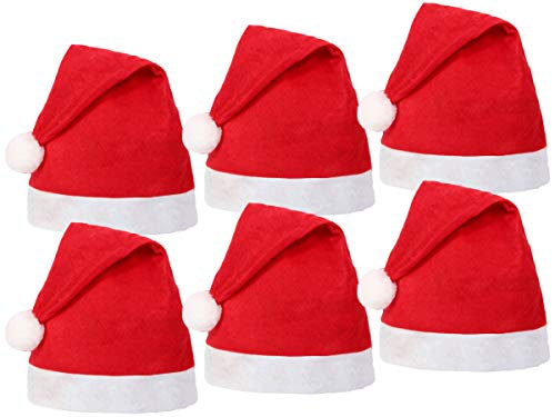 Alsino 1-5000 Stück Weihnachtsmütze Farbe: rot Nikolausmütze Weihnachten Nikolaus Erwachsene aus Filz mit Bommel 32 (6 Stück)