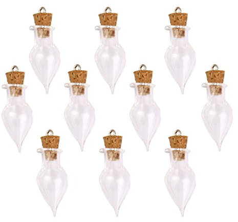 Lot de 10 mini bouteilles en verre avec bouchon en liège Transparent