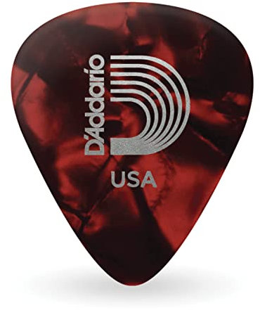 D'Addario Plektrum - Plektren Gitarre - Pearl Celluloid Guitar Picks - Gitarren Plektrum - 1CRP4-25 - Red, Medium - 25-Stück
