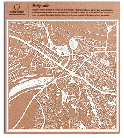 Belgrade Scherenschnitt Karte, Weiß 30x30 cm Papierkunst