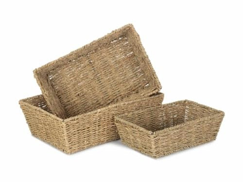 Red Hamper Tapered Seagrass Trays, wicker, Brown, 14 x 30.5 x 44 cm