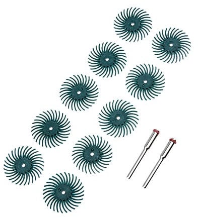 Mtsooning 10Pcs Radial Bristle Disc Brush Assortment,Grit 80 Abrasive Gap Polishing Pad Polishing Wheel with Mandrels, for Rotary Tools Cleaning Finishing Deburring Buffing