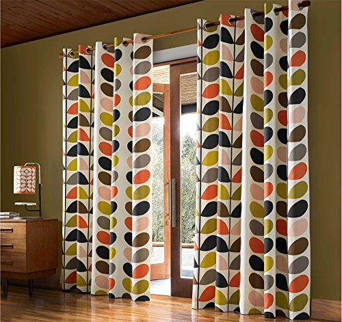 ORLA KIELY Vorhänge mit Ösen, 168 x 229 cm, cremefarben / Orange / Grün