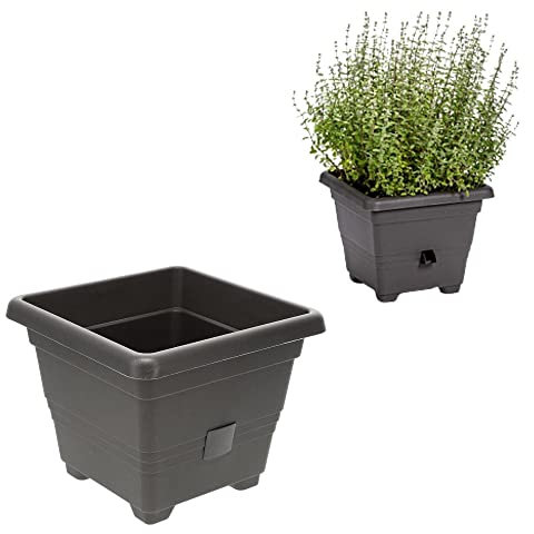 Plastia Pflanzkübel Bergamot 25x25 cm anthrazit
