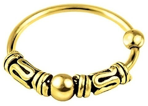 Willys Jewellery Piercing Ring 925 Sterling Silber 18K Vergoldet Gelbgold dünn Hoop Ohrpiercing und Nasenpiercing (Ball Closure)