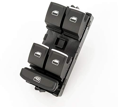 LST Fensterheber Schalter links schwarz Chromfarben kompatibel mit Audi A1 Cupra Ateca Seat Leon 5F VW Polo AW1 T-Cross