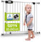 BOMI TÜV GS Siegel Baby Treppenschutz Merle | Zum Klemmen | 90° Stop | Schließt automatisch | Treppenschutzgitter zum Klemmen in Weiß | Kindergitter treppe Zum Klemmen aus Metall | Breite: 205-213 cm