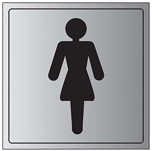 V Safety General Door-Ladies Toilet Sign - 200mm x 200mm - Self Adhesive Alu Effect