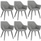 WOLTU Esszimmerstühle 6er Set Küchenstühle Wohnzimmerstühle Polsterstühle Sessel, Armlehnstühle mit Rückenlehne, für Esszimmer, Küche, Wohnzimmer, Kunstleder, Metallbeine, Grau, BH251gr-6