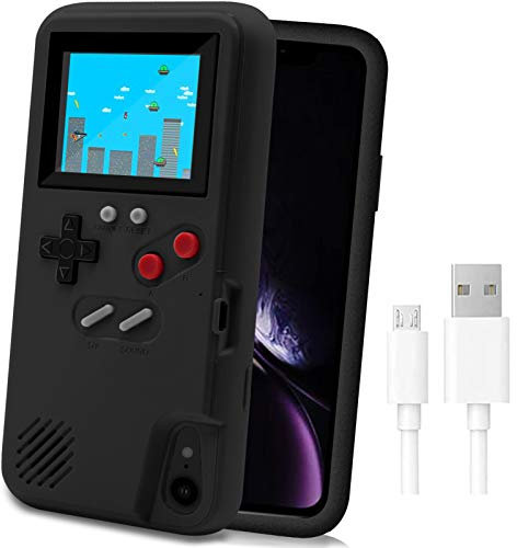 LucBuy Custodia da Gioco per iPhone, Custodia Protettiva Autoalimentata con 36 Giochi Piccoli,Display a Colori,Custodia per Videogiochi Antiurto per iPhone XR - Nero