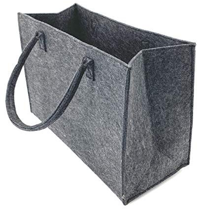 heimtexland ® Universal Filztasche Einkaufstasche Filz XL 45x30 Shopper Kaminholz Aufbewahrung Korb Grau Typ717