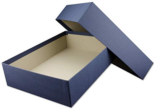 Hochwertige Aufbewahrungs- und Geschenkboxen - 2 Stück - DIN A4 - Dunkelblau (Blau) bezogen - 302 x 213 x 70 mm