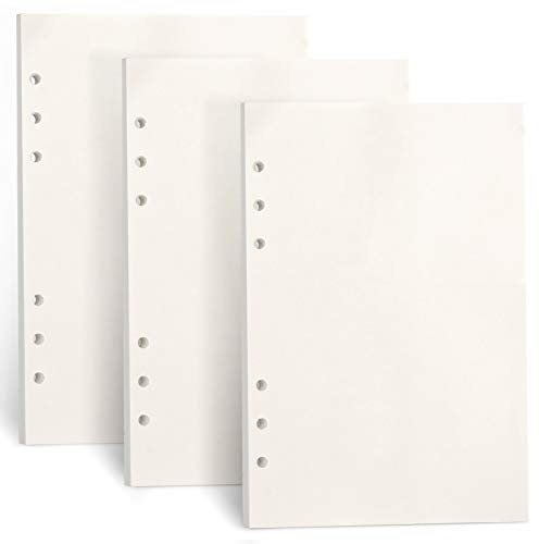 FYY 3 Packungen A5 Papier Blanko, Refill Paper 135 Blätter (270 Seiten) für 6 Ring Binder Notizbuch,Nachfülleinlagen für Filofax A5,Notizen,Tagbuch,Skizze,DIY,Bullet Journal,Malerei,(Blanko)