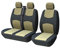 TOYOUN Housse de siège Voiture Universelle| Housse Siege camionnette | Housses de siège Avant Simple et Double | Conducteur et Double Passager 2 + 1, Noir et Beige