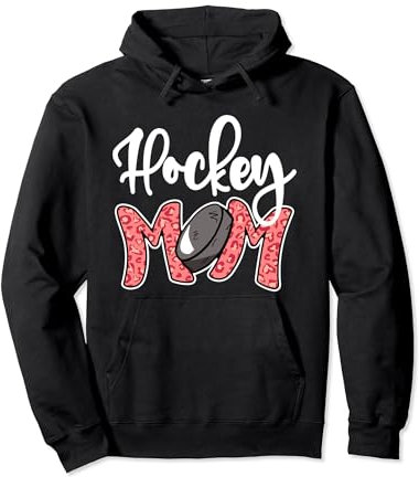 Hockey Mom, Leopard Ice Hockey Mama, Mothers Day Hockey Mom Pullover Hoodie