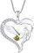 FJ Herz Schutzengel Halskette Damen 925 Sterling Silber Engelsflügel Kette Anhänger Peridot Halskette August Geburtsstein Schmuck Geschenke für Frauen