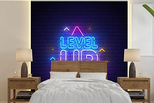 Selbstklebend Tapete Wandpapier Wandaufkleber Fototapete Tapeten Wanddeko 280x280 cm Spiele - Neon - Level Up