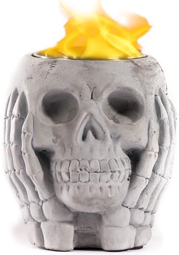 WEYLAND Tisch-Feuerstelle mit Totenkopf, mit Bratstäben – Halloween-Dekoration, Dekoration, Kamin, Innen- und Außenbereich, persönliche tragbare Tischplatte, Smores-Maker, Alkohol, Kraftstoff