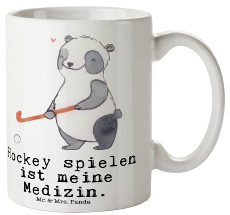 Mr. & Mrs. Panda Tasse Panda Hockey spielen - Geschenk, Kaffeetassen, Feldhockey, Dankeschön, Hockeyschläger, Danke, Schöne Teetassen, Teebecher,