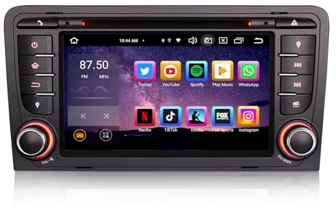 8-Kern 4GB+64GB Android 14 Autoradio für Audi A3 8P S3 RS3 RNSE-PU mit 7-Zoll Touchscreen Bluetooth 5.0 Kabelloses Carplay Android Auto DAB+ GPS Navi 4G WiFi DVD DSP Canbus
