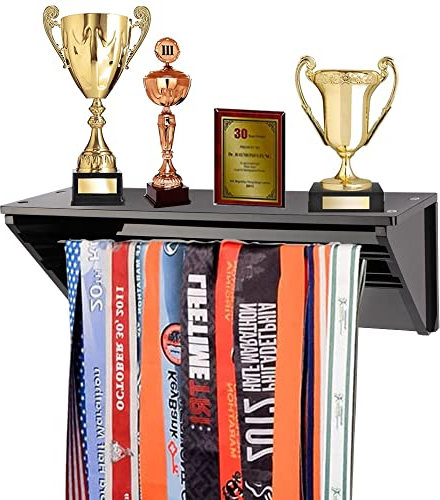 Medaillenhalter, Display-Trophäe, 9,9 x 20,8 cm, Wandmontage Medaillen-Aufhänger, für Rennmedaillen, Trophäen, Ausstellungs-Aufhänger, Rennmedaillen-Display und Medaillen-Aufhänger mit Regal