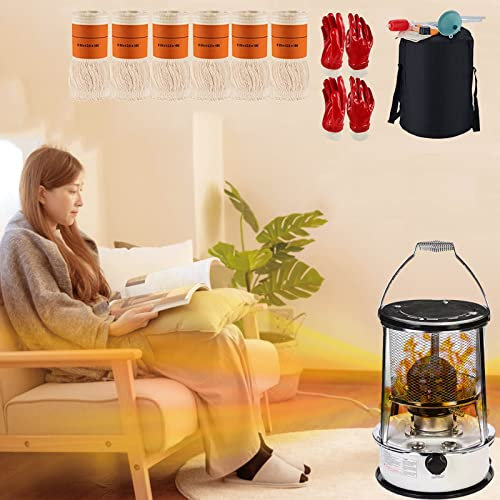Samnuerly 4.6L/6L Large Kerosene Oil Heaters Portable Kerosene Stove Adjustable Firepower Indoor 360° Surround Heating Petroleum Burner Indoor Heating 20 Square Meters (6L/White)