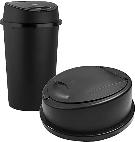 KetoPlastics Replacement Touch Top Kitchen Bin Lid for All Black Dust Bin Top - Spare Round New Lid for 45L or 50L Bin