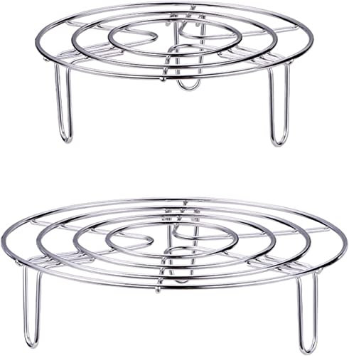Lot de 2 grilles de refroidissement rondes en acier inoxydable pour grille de cuisson à la vapeur et friteuse à air comprimé