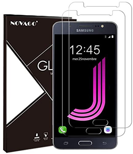 NOVAGO Compatible avec Samsung Galaxy J7 2016 -Pack de 2 Films en Verre trempé résistant et solide (films plus petits que l'écran) pour Samsung J7 2016 / J7 DUOS /J710 / SM-J710