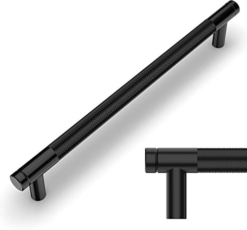 Amerdeco 10 Piezas Tiradores Negro para Cocina 192mm, Tiradores para Armarios y Cajones, Tirador de Puerta UK0026