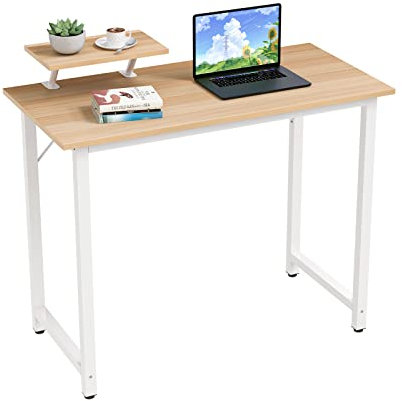 Bureau Informatique,Table d'Ordinateur avec Support Table de Travail PC Meuble de Bureau Poste de Travail en Bois et Métal Assemblage Simple pour Bureau Salon Chambre 100x50x75cm (Style 5)