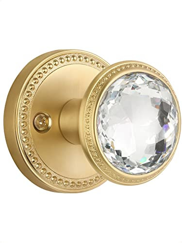 SORWDUERM Gold Door Knobs - Crystal & Brushed Gold Door Knobs for Hall, Closet & Passage - Zinc Alloy 2 Pack