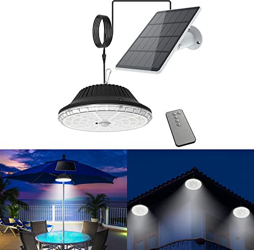 MEDOYOH 120 LEDs Solar Shed Lights with Switch, 4000mAh Solar Gazebo Light with Remote Motion Sensor IP55 Waterproof for Outdoor Indoor Courtyard Barn Balcony Corridor Garage