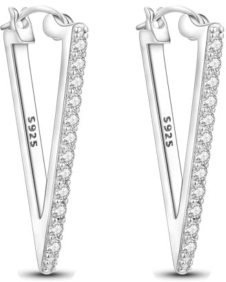 Hapour Silber-Ohrring 925er Sterlingsilber-Ohrring elegante Creolen für Frauen und Mädchen als Geschenke (glänzende dichte Set-Dreieck-Ohrringe)