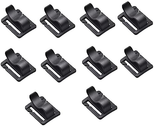Yurosiay 10 Stück Trinkschlauch Clip Tragbarer Schlauchklemme Rucksack Taktische Rohrschellen Verstellbarer Trinkschlauch Halter Wasserschlauch Clip für Rucksack Molle Trinkschlauch Clip Schwarz
