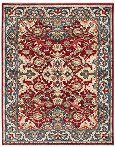 SAFAVIEH Kashan Collection Area Rug - 10' x 14', Red & Blue, Traditional Oriental Design, Non-Shedding & Easy Care, Ideal for High Traffic Areas in Living Room, Bedroom, Dining (KSN307Q-10)