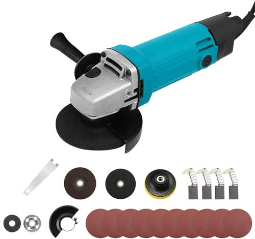 【UK Warehouse】 Angle Grinder Tool 3.94Inch 11000RPM Single Speed Grinders Power Tools, Electric Metal Grinder with 2 Cutting Wheels, Side Handle for Metal