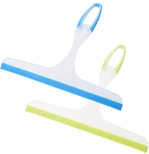 2 Stück Duschabzieher,Gummi Abzieher Duschwischer mit Wandaufhänger Ohne Bohren Silikon Abzieher für Badezimmer,Küche,Fliesen,Fenster und Auto Glas Reinigung 24 cm Breit (Grün + Blau)