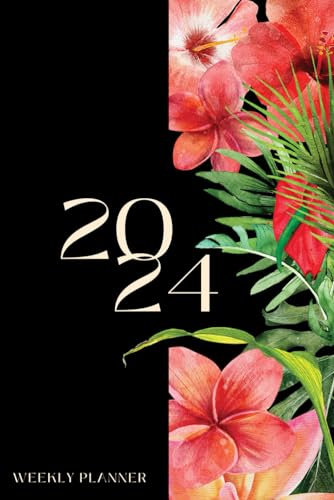 2024 Weekly Planner: Tropical World Red, 12-Month Calendar, Weekly and Monthly Planning Journal, Botanical Pattern Design, Medium 6x9, 169pages