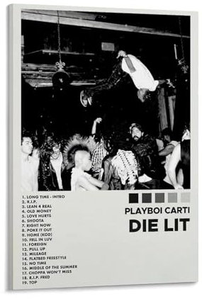 Playboi Carti Poster, Die beleuchtete Album, Poster, Leinwand, Wandkunst, dekoratives Wohnkultur, Gemälde für Wohnzimmer, Schlafzimmer, 30 x 45 cm, Rahmenstil-15