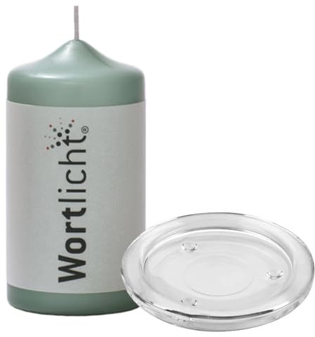 Bulla Design Wortlicht Kerze mit Glasteller, Ich wünsche dir - leuchtende Gedanken, smaragd