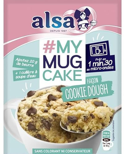 Générique Préparation Gâteaux Alsa : Mug Cake Cookie Dough - 80g, Mélange Prêt à l'Emploi Succombez à la Gourmandise en 3 Min ! Idéal pour une Pause - Le Lot De 4