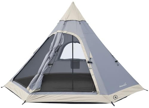 Skandika Tipi Zelt Hetta 335 Protect | Zelt für 4 Personen, 2 m Stehhöhe, eingenähter Zeltboden, 3000 mm Wassersäule, UV 50+, Festivalzelt, Indianerzelt, Familienzelt | Outdoor, Camping, Glamping