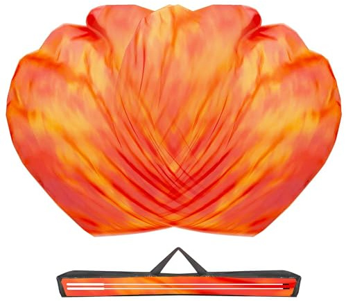 Baisdan 55 * 55 Worship Flags for Dance Church, Praise Dance Flags, Consuming Fire Flag with Flexible Rods & Carrying Bag Orange-Red