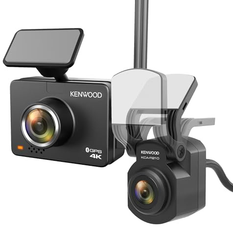 KENWOOD DRV-A610WDP Dash Cam Front and Rear with GPS, 4K/2K Dash Camera for Cars, Trucks & RVs, Bluetooth & WiFi Support, Loop Recording, G Sensor, Motion Detection, Includes 64GB Micro SD Card