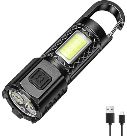 Pocketman Mini High Lumen Taschenlampen 3 Helligkeits-Modi LED-Arbeitsleuchten mit Aufhängehaken Tragbare COB-Taschenlampe für Camping, Wandern, Outdoor, Notfall drinnen und draußen (1)